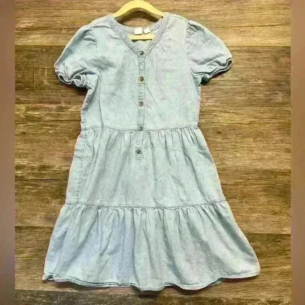 GAP Girls Blue Jean Tiered Ruffled Sundress Size XL